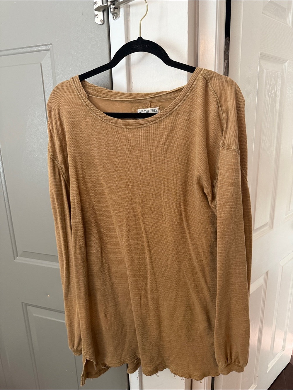 We The Free Long Sleeve Lightweight Ribbed Tee in Camel
